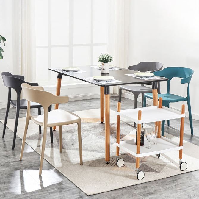 Fauteuils de salle à manger en plastique, fauteuils empilables à dos ouvert de cuisine d'intérieur