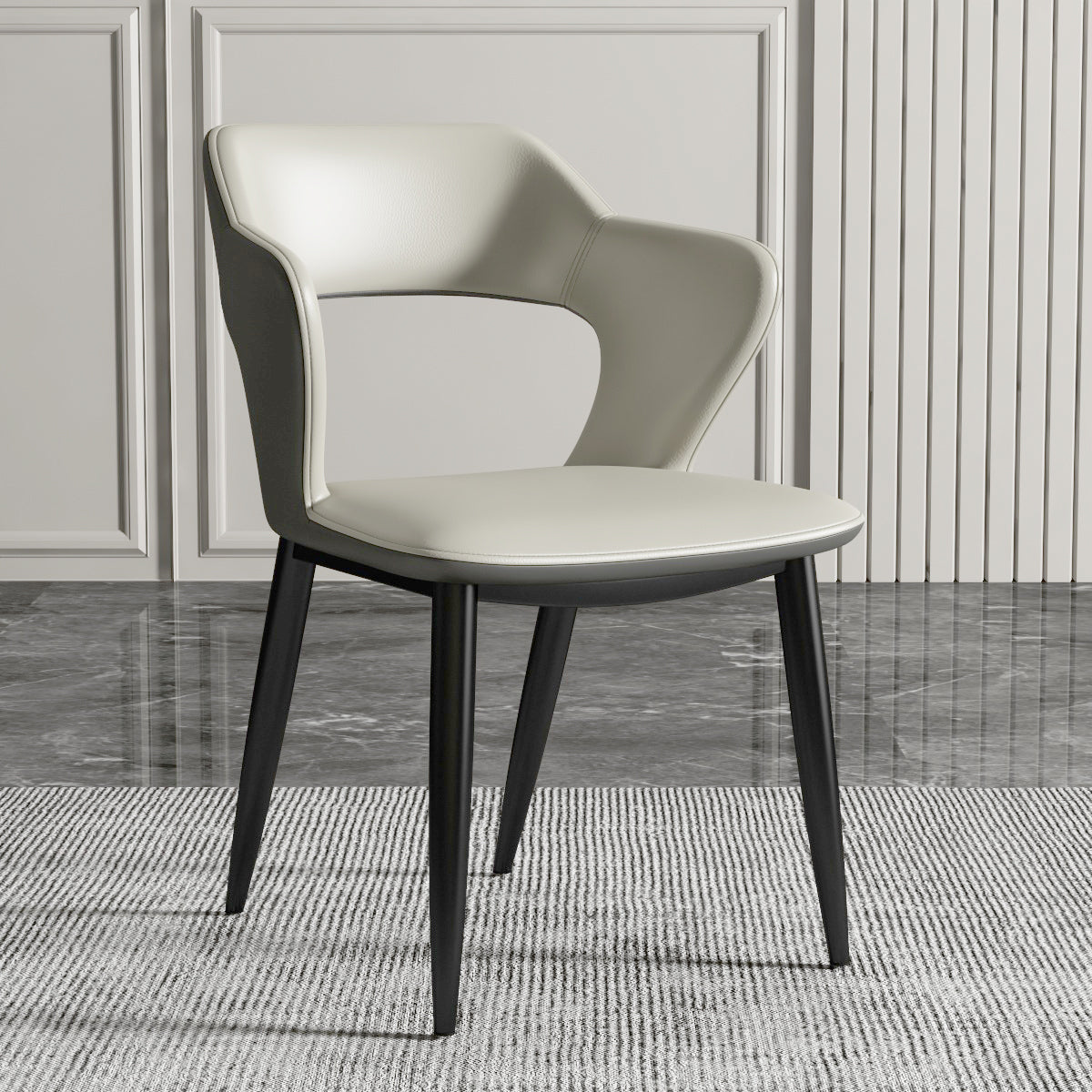 Nordic Metal Dining Chairs with Arm Indoor Open Back Dining Side Chair