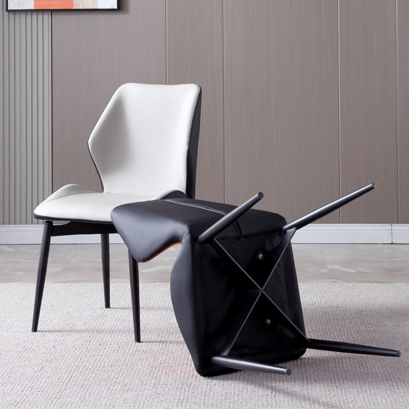 Contemporary Kitchen Dining Side Chair Wingback Parsons Chair with Carbon Steel Legs