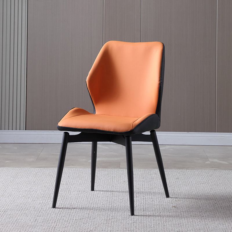 Contemporary Kitchen Dining Side Chair Wingback Parsons Chair with Carbon Steel Legs
