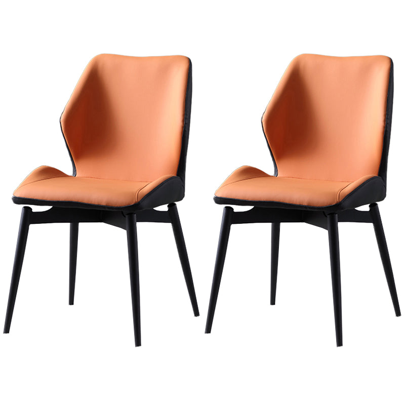 Contemporary Kitchen Dining Side Chair Wingback Parsons Chair with Carbon Steel Legs