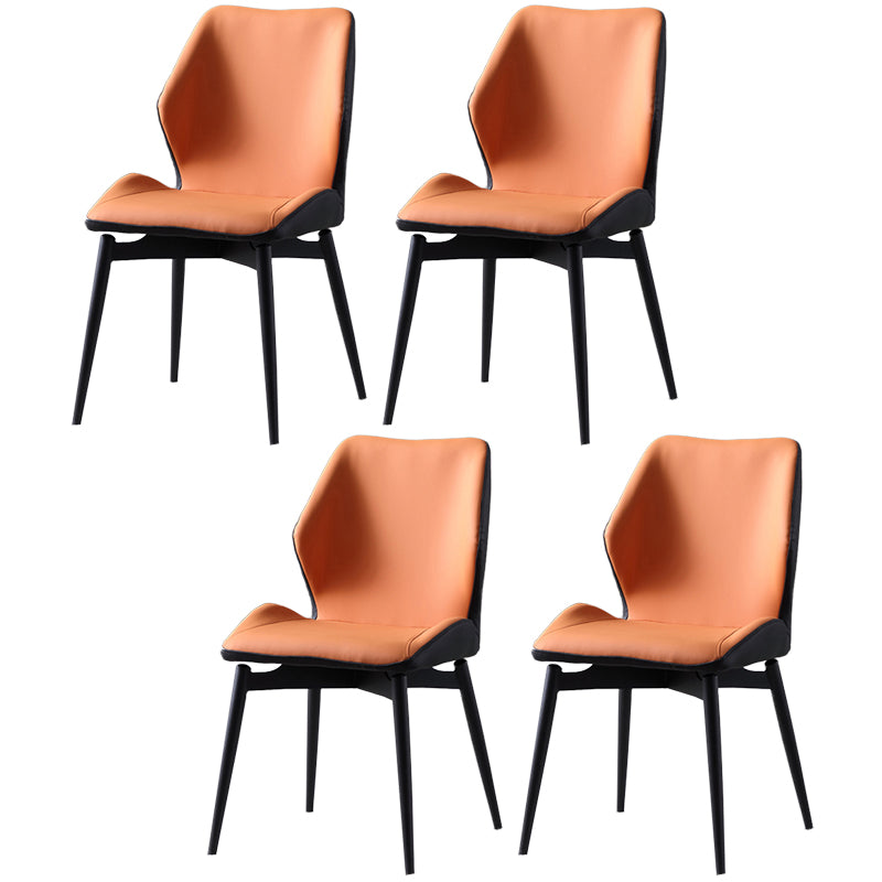 Contemporary Kitchen Dining Side Chair Wingback Parsons Chair with Carbon Steel Legs