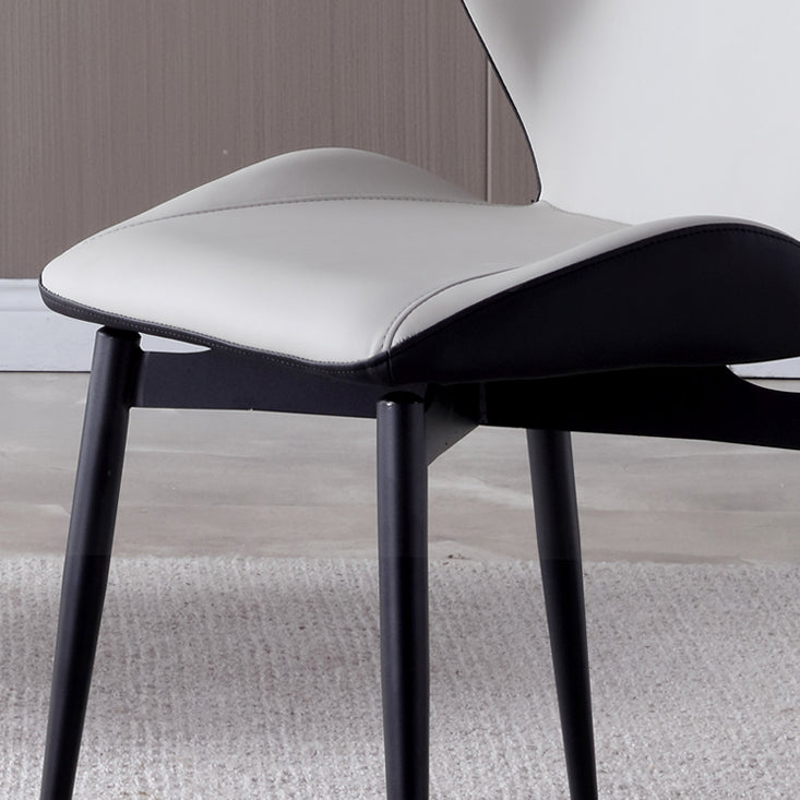 Contemporary Kitchen Dining Side Chair Wingback Parsons Chair with Carbon Steel Legs