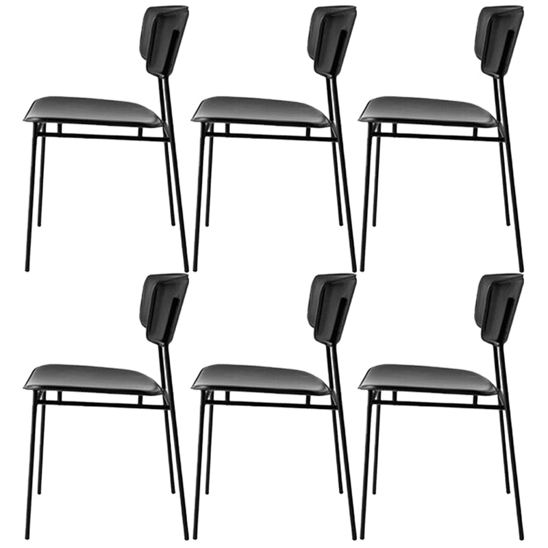 Chaise latérale de restaurant contemporaine en cuir, chaise de salle à manger ouverte de couleur foncée