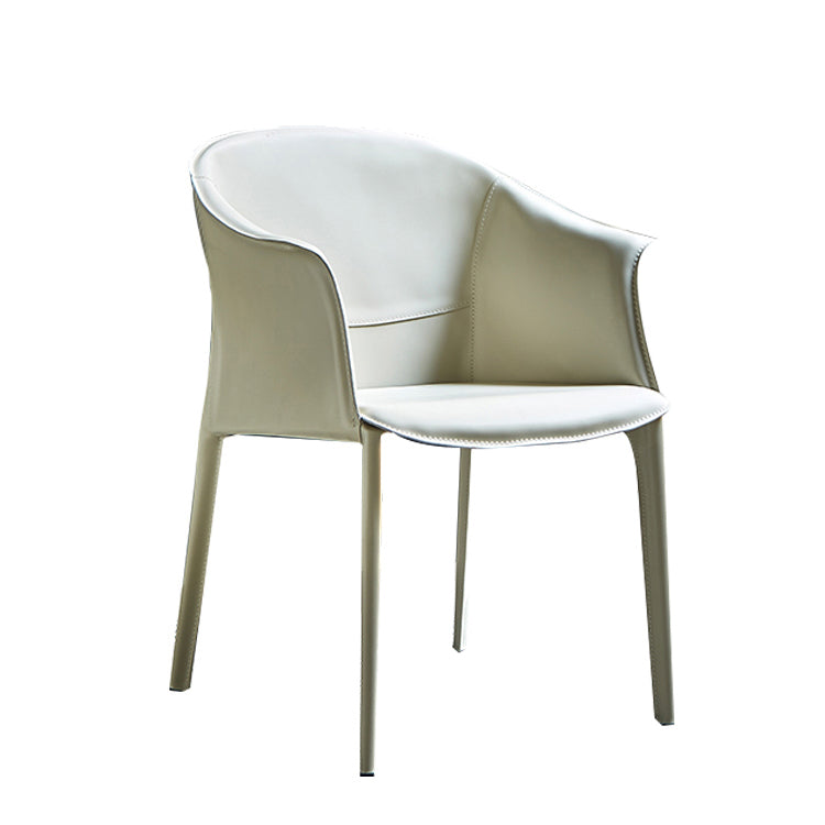Minimalist Kitchen Dining Arm Chair Solid Back PU Leather Dining Arm Chair