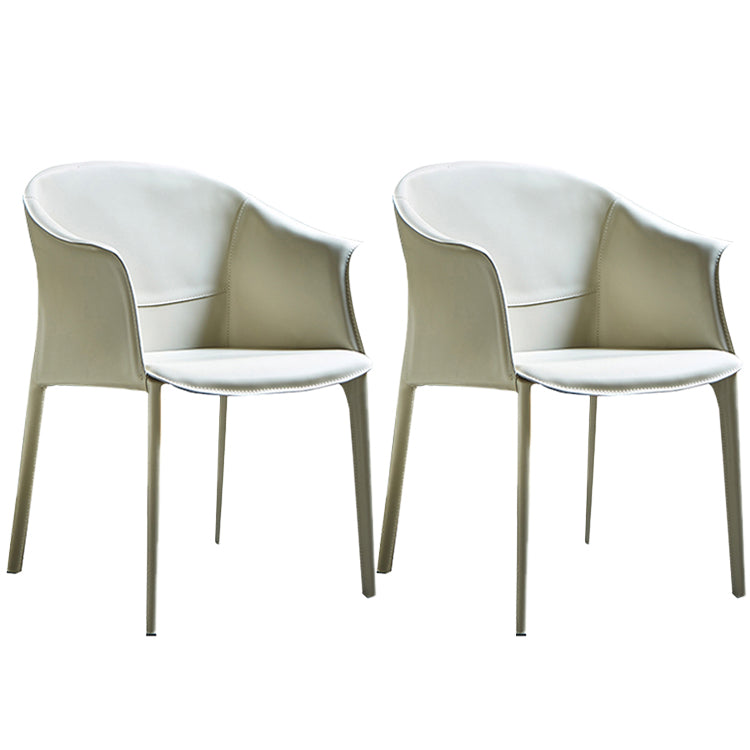 Minimalist Kitchen Dining Arm Chair Solid Back PU Leather Dining Arm Chair