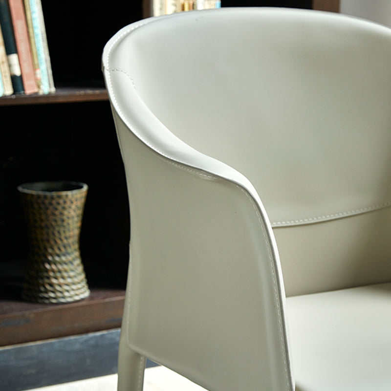 Minimalist Kitchen Dining Arm Chair Solid Back PU Leather Dining Arm Chair
