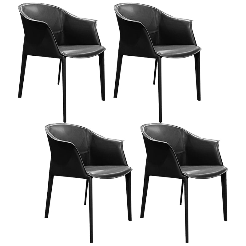 Minimalist Kitchen Dining Arm Chair Solid Back PU Leather Dining Arm Chair