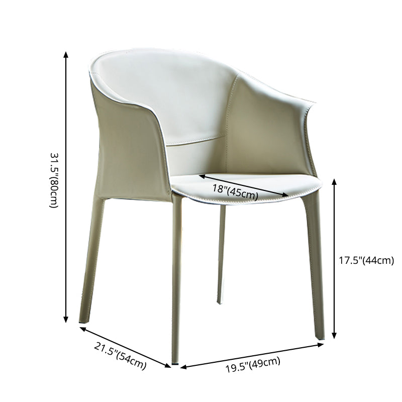 Minimalist Kitchen Dining Arm Chair Solid Back PU Leather Dining Arm Chair