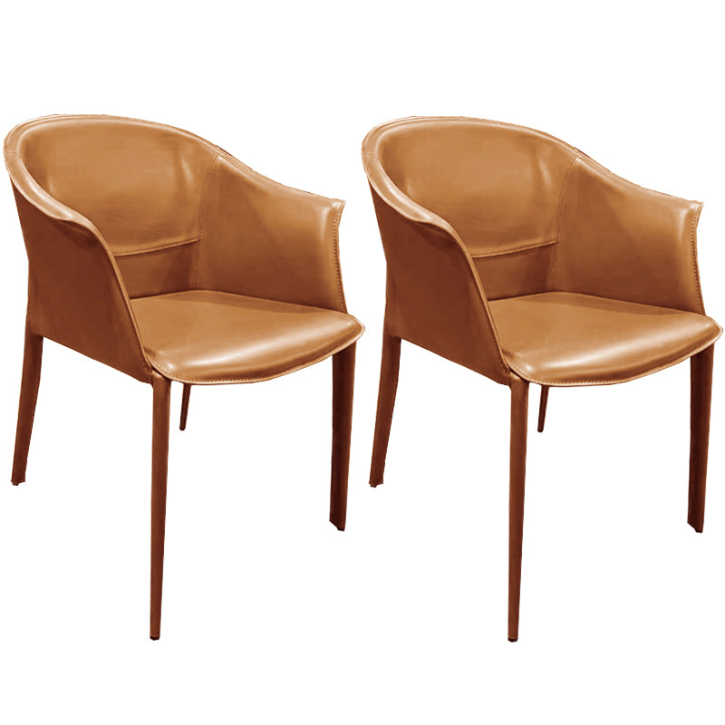 Minimalist Kitchen Dining Arm Chair Solid Back PU Leather Dining Arm Chair