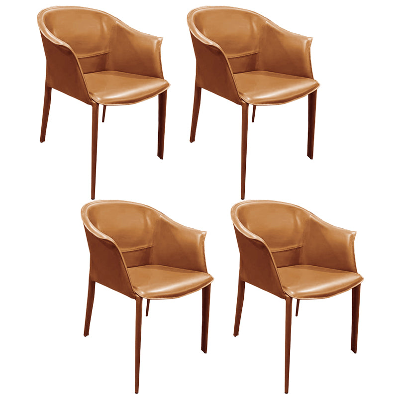 Minimalist Kitchen Dining Arm Chair Solid Back PU Leather Dining Arm Chair