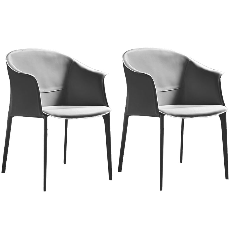 Minimalist Kitchen Dining Arm Chair Solid Back PU Leather Dining Arm Chair
