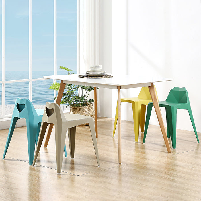 Chaise de salle à manger contemporaine à dossier solide, chaise de cuisine en plastique