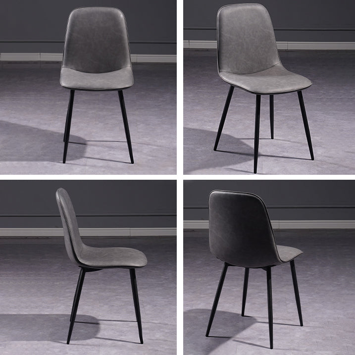 Chaise d'appoint de cuisine scandinave en cuir, finition mate, chaise de salle à manger à dossier solide