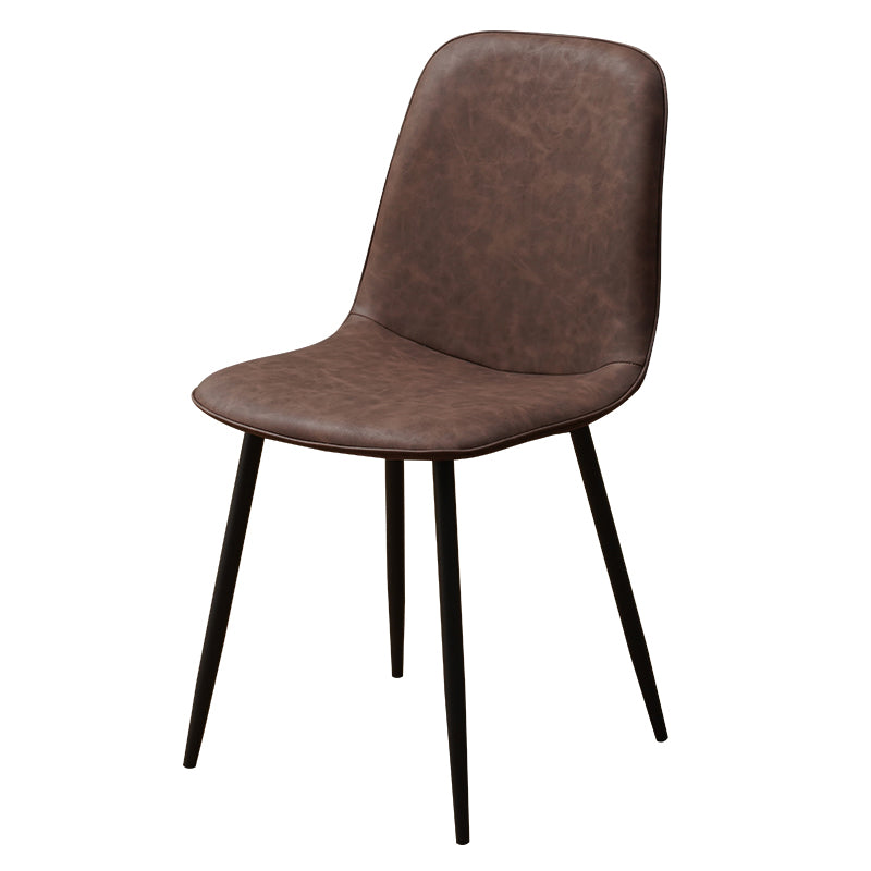 Chaise d'appoint de cuisine scandinave en cuir, finition mate, chaise de salle à manger à dossier solide