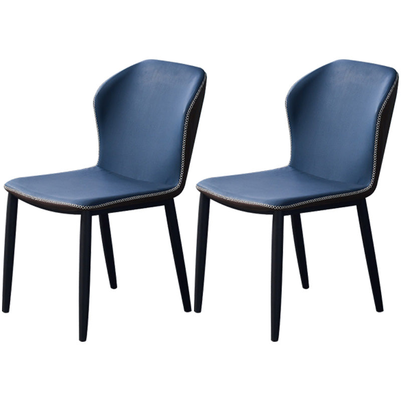 Accueil Chaise d'appoint contemporaine Chaise de salle à manger en métal à oreilles avec coussin en cuir