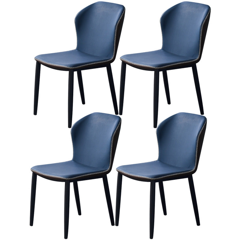 Accueil Chaise d'appoint contemporaine Chaise de salle à manger en métal à oreilles avec coussin en cuir