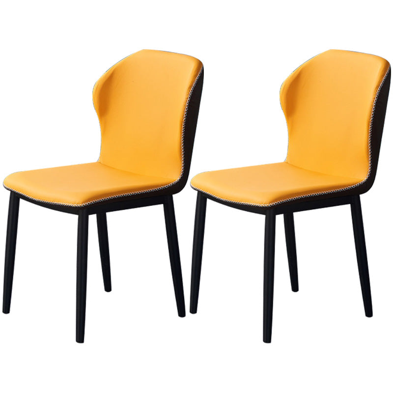 Accueil Chaise d'appoint contemporaine Chaise de salle à manger en métal à oreilles avec coussin en cuir