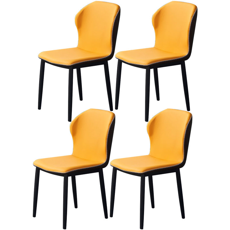 Accueil Chaise d'appoint contemporaine Chaise de salle à manger en métal à oreilles avec coussin en cuir