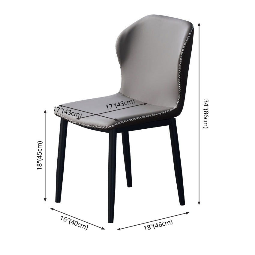Accueil Chaise d'appoint contemporaine Chaise de salle à manger en métal à oreilles avec coussin en cuir