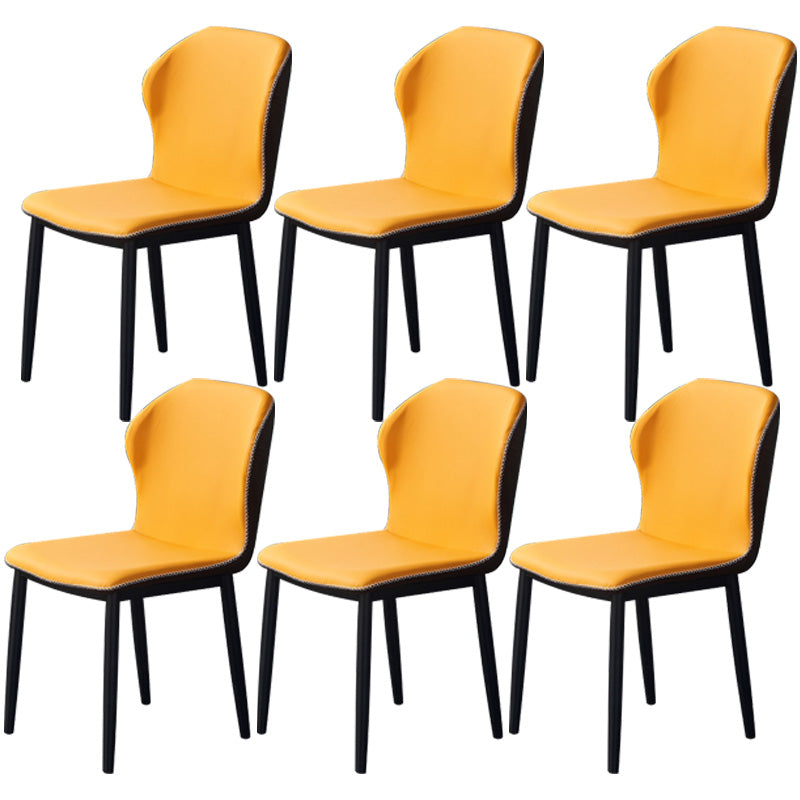 Accueil Chaise d'appoint contemporaine Chaise de salle à manger en métal à oreilles avec coussin en cuir