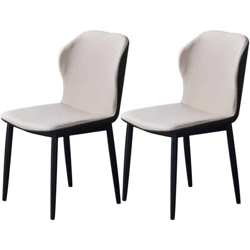 Accueil Chaise d'appoint contemporaine Chaise de salle à manger en métal à oreilles avec coussin en cuir
