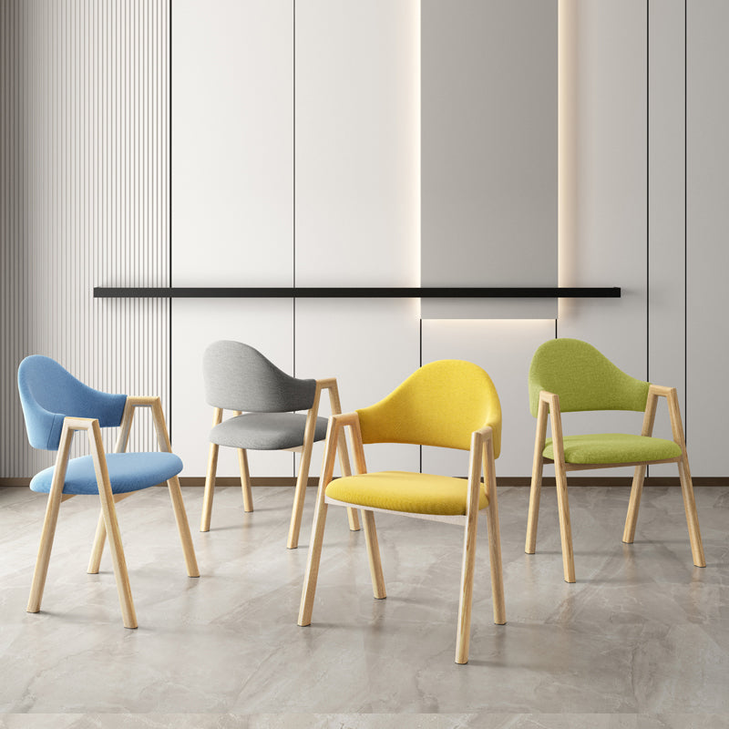 Scandinavian Study Room Metal Arm Chair Colorful Open Dining Chair with Natural Legs