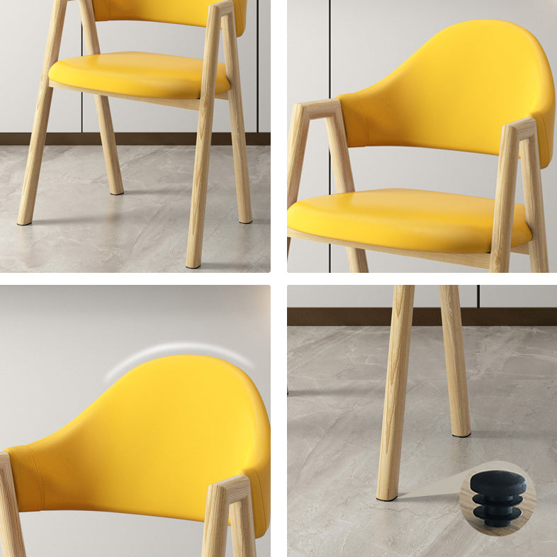 Scandinavian Study Room Metal Arm Chair Colorful Open Dining Chair with Natural Legs