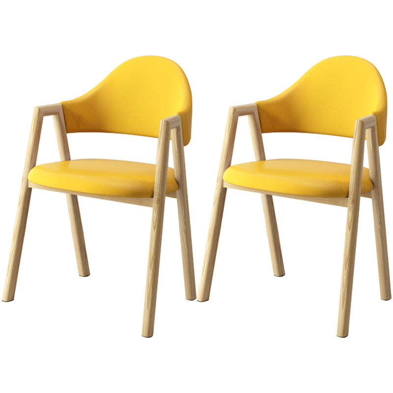 Scandinavian Study Room Metal Arm Chair Colorful Open Dining Chair with Natural Legs