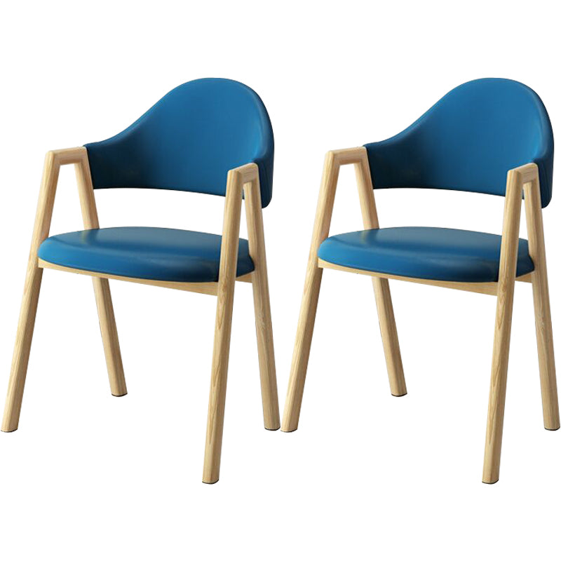 Scandinavian Study Room Metal Arm Chair Colorful Open Dining Chair with Natural Legs