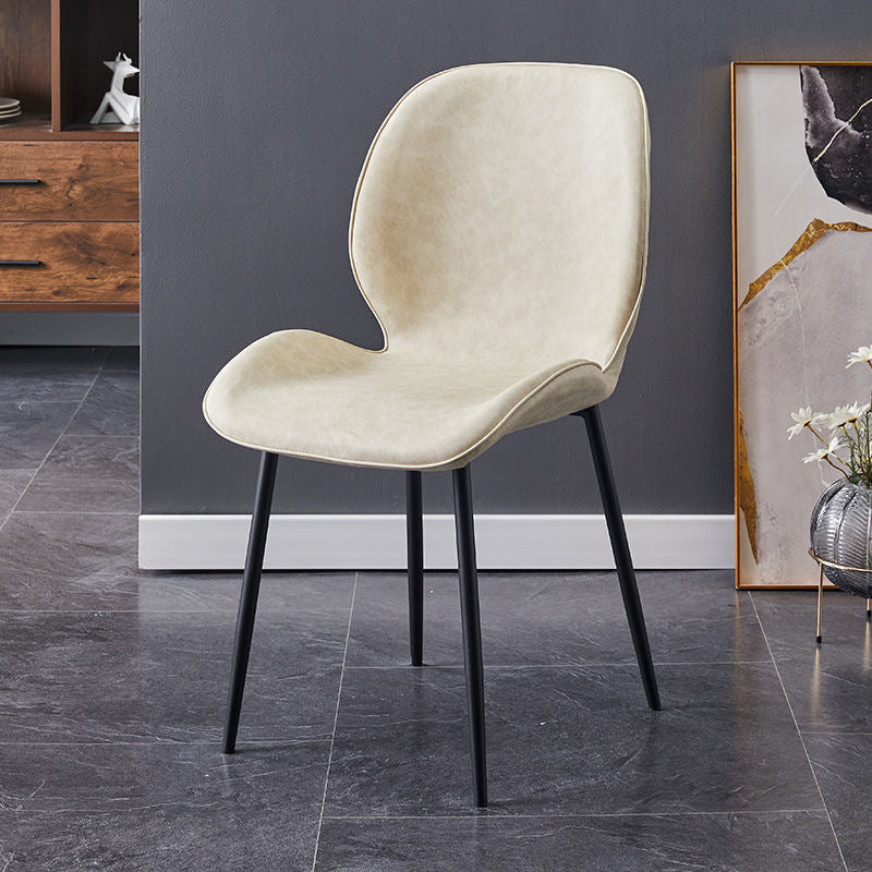 Chaise de salle à manger en métal de style contemporain chaise arrière solide avec jambes noires