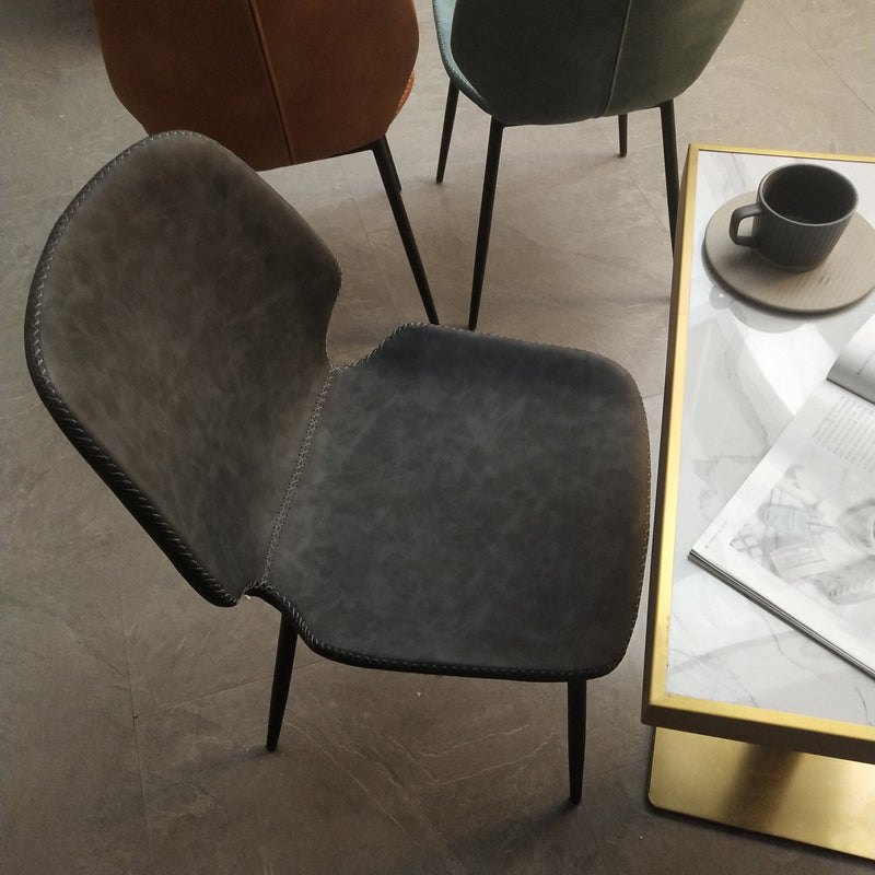 Chaise de salle à manger en métal de style contemporain chaise arrière solide avec jambes noires