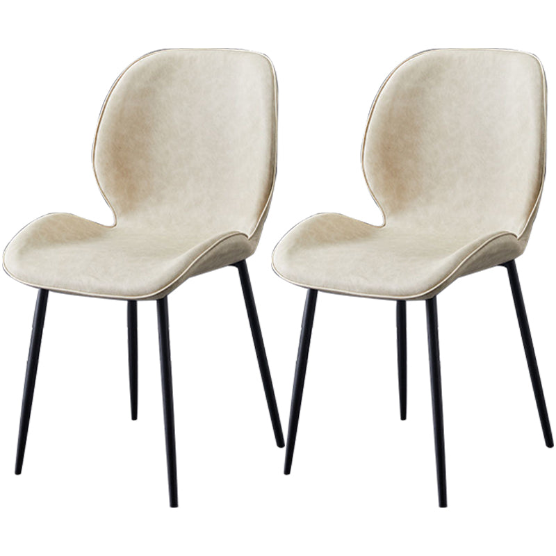 Chaise de salle à manger en métal de style contemporain chaise arrière solide avec jambes noires