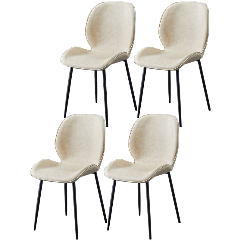 Chaise de salle à manger en métal de style contemporain chaise arrière solide avec jambes noires