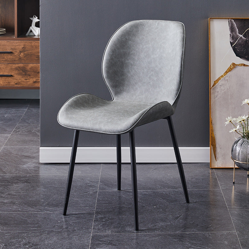 Chaise de salle à manger en métal de style contemporain chaise arrière solide avec jambes noires