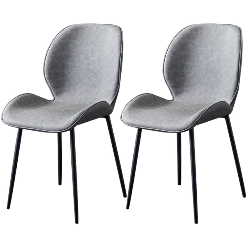 Chaise de salle à manger en métal de style contemporain chaise arrière solide avec jambes noires