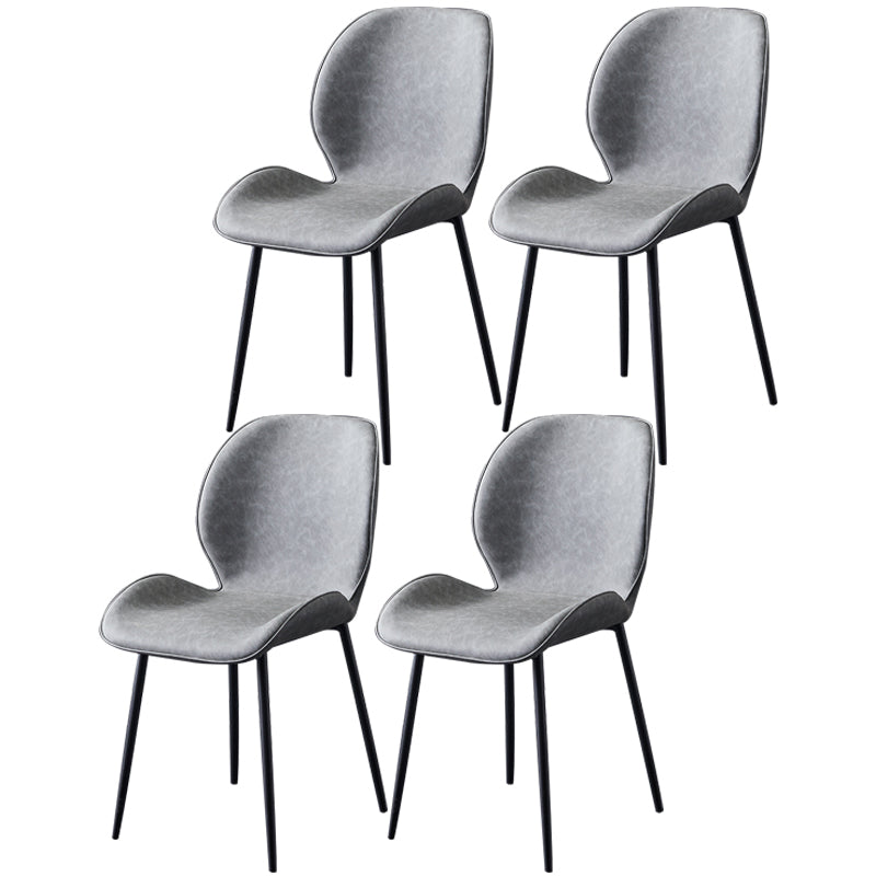 Chaise de salle à manger en métal de style contemporain chaise arrière solide avec jambes noires