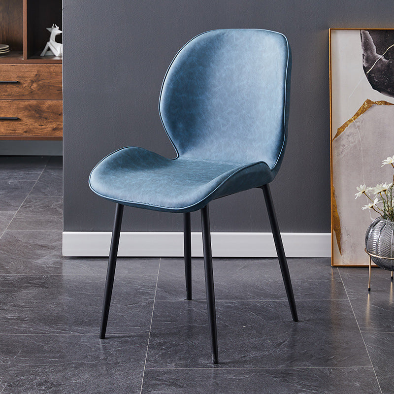 Chaise de salle à manger en métal de style contemporain chaise arrière solide avec jambes noires
