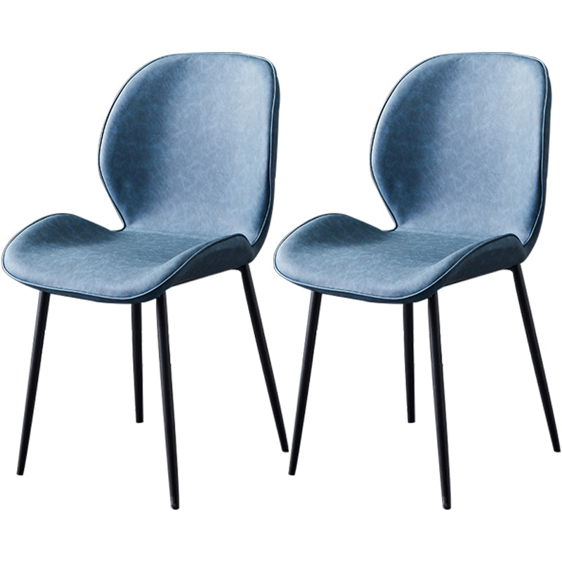Chaise de salle à manger en métal de style contemporain chaise arrière solide avec jambes noires