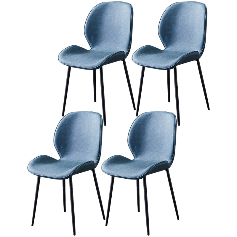 Chaise de salle à manger en métal de style contemporain chaise arrière solide avec jambes noires