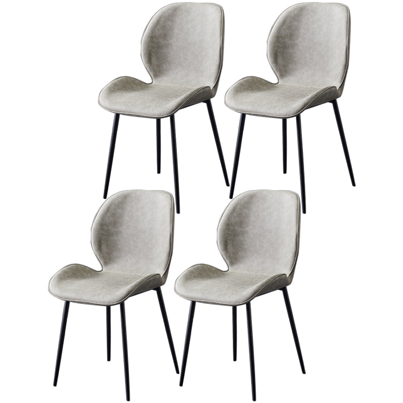 Chaise de salle à manger en métal de style contemporain chaise arrière solide avec jambes noires