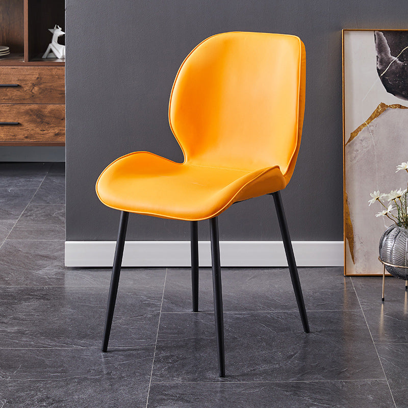 Chaise de salle à manger en métal de style contemporain chaise arrière solide avec jambes noires