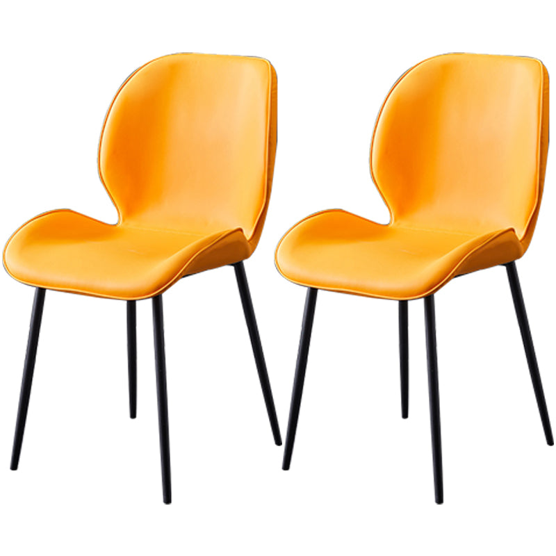 Chaise de salle à manger en métal de style contemporain chaise arrière solide avec jambes noires