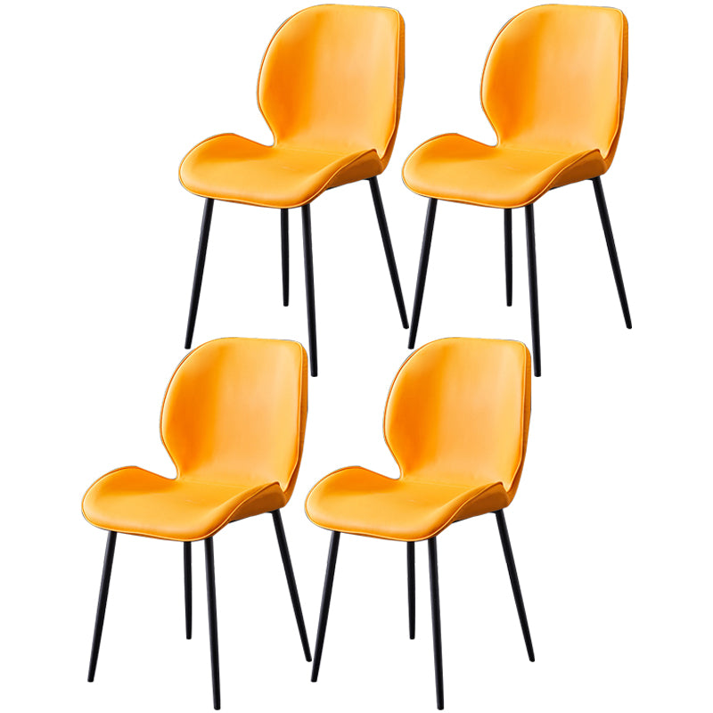Chaise de salle à manger en métal de style contemporain chaise arrière solide avec jambes noires