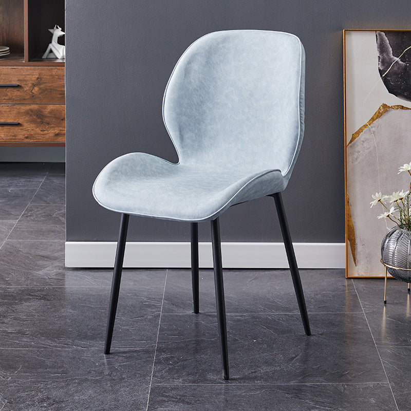 Chaise de salle à manger en métal de style contemporain chaise arrière solide avec jambes noires