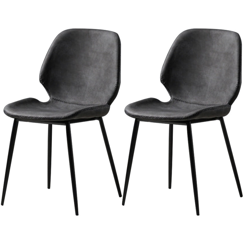 Chaise de salle à manger en métal de style contemporain chaise arrière solide avec jambes noires