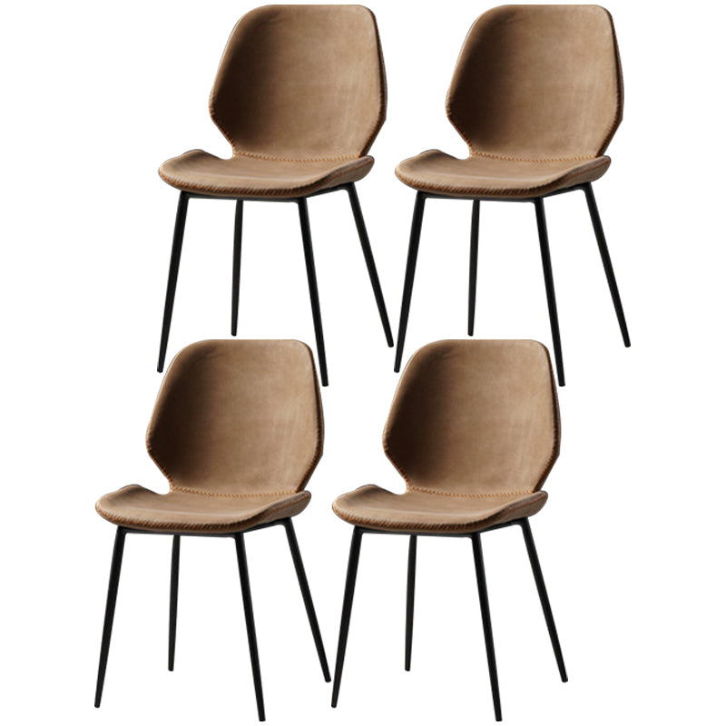 Chaise de salle à manger en métal de style contemporain chaise arrière solide avec jambes noires