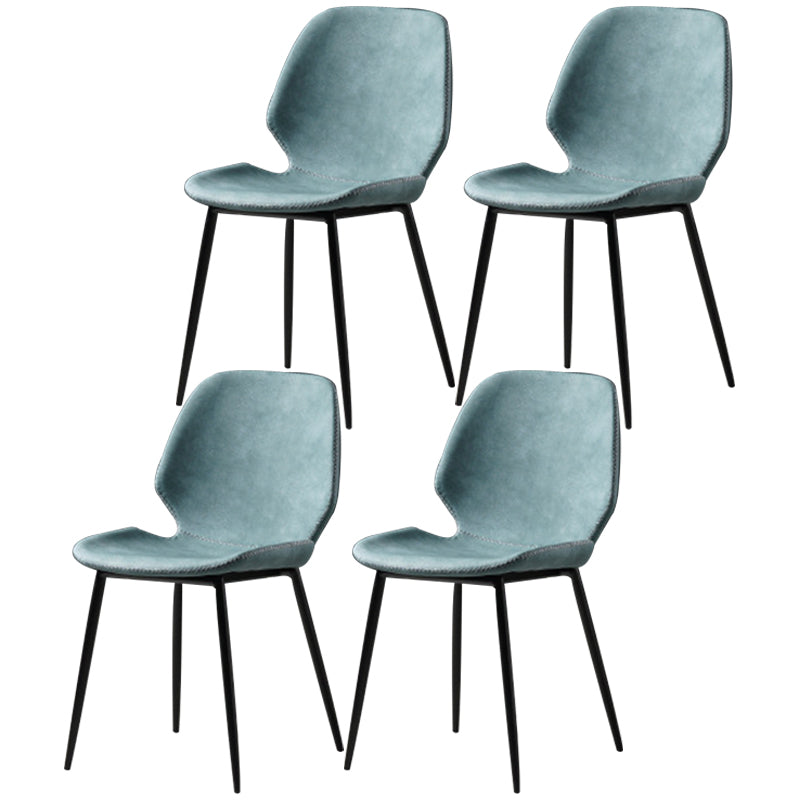 Chaise de salle à manger en métal de style contemporain chaise arrière solide avec jambes noires
