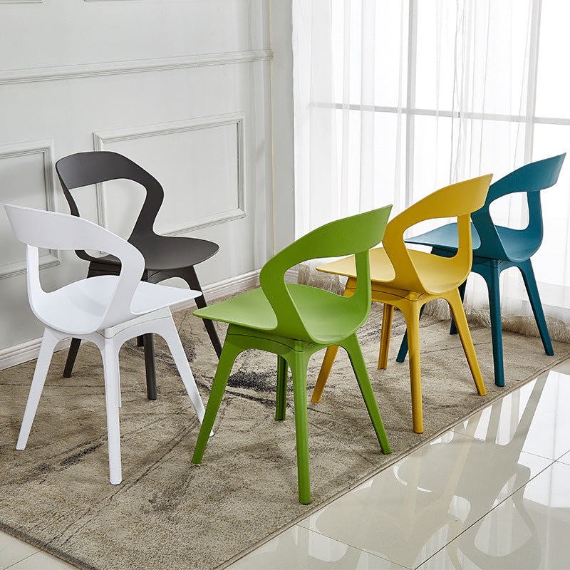 Ensemble de chaises de salle à manger en plastique, chaise d'appoint pour la maison scandinave, intérieur, dossier ouvert