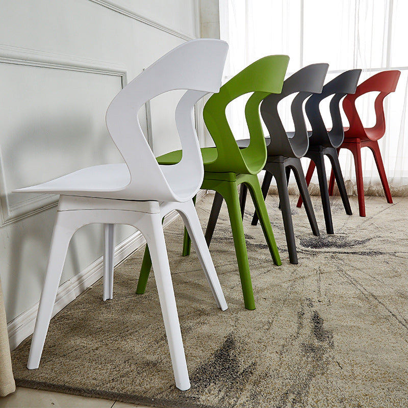 Ensemble de chaises de salle à manger en plastique, chaise d'appoint pour la maison scandinave, intérieur, dossier ouvert